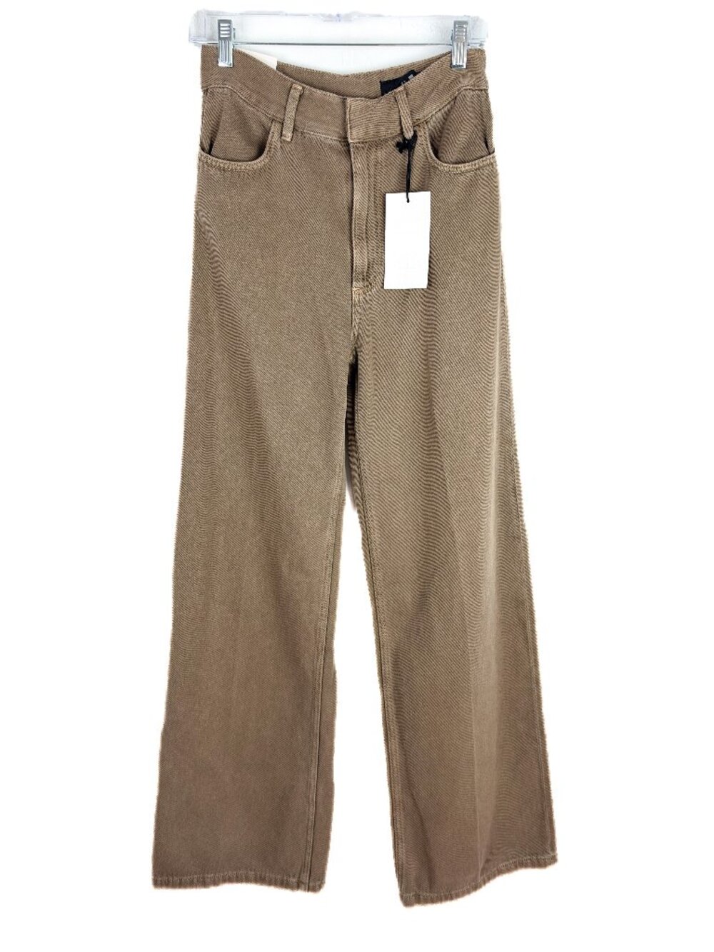 NWT Zara The Wide Leg Confection Pant Textured Brown Size 2 NEW